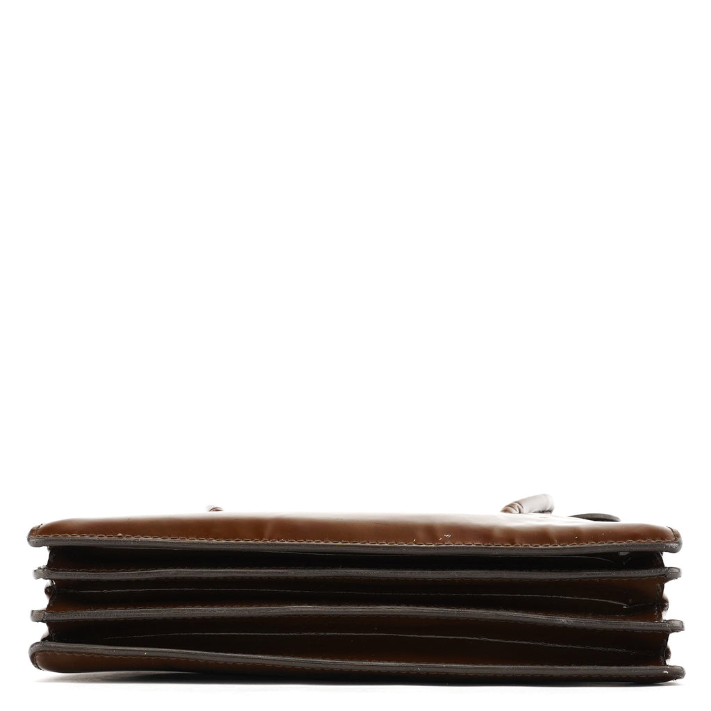 Brown Patent Leather Top Handle Bag