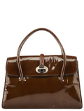 Brown Patent Leather Top Handle Bag