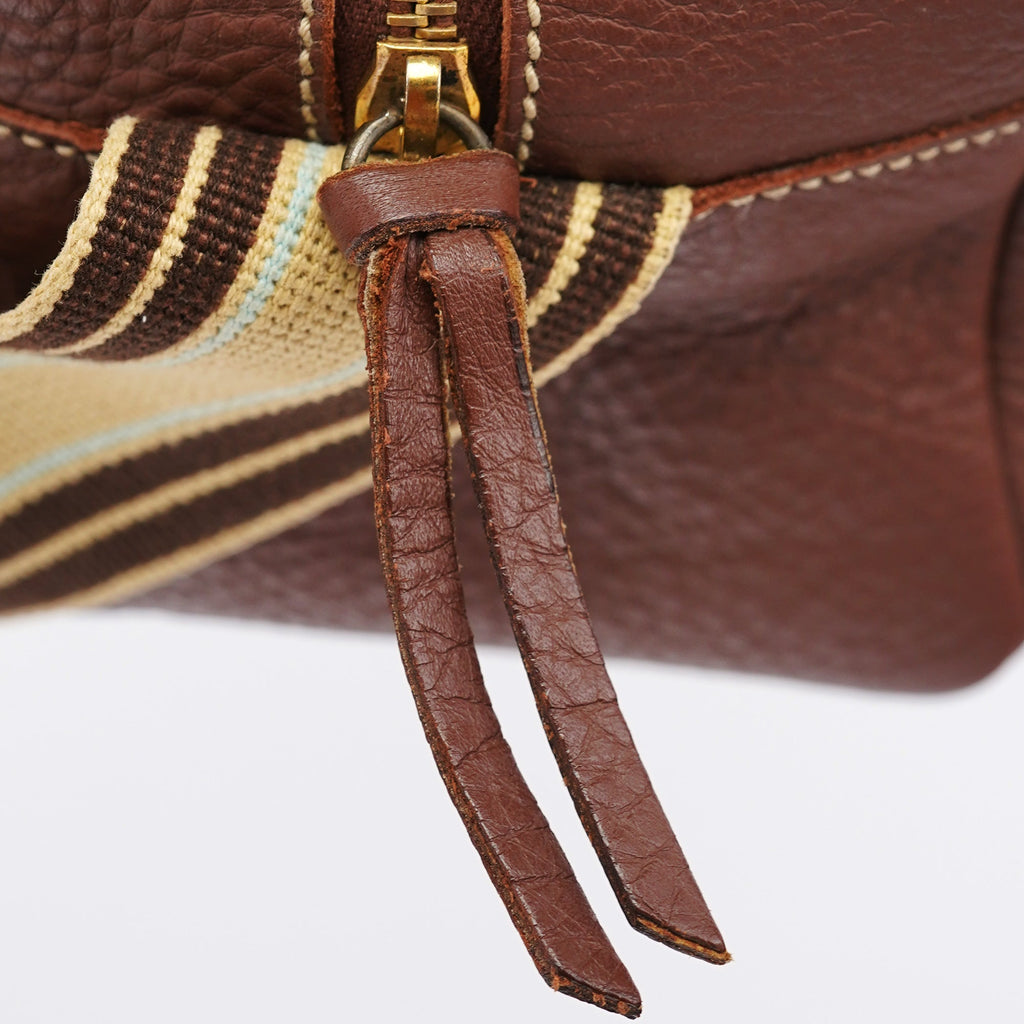 Brown Pebbled Leather Shoulder Bag