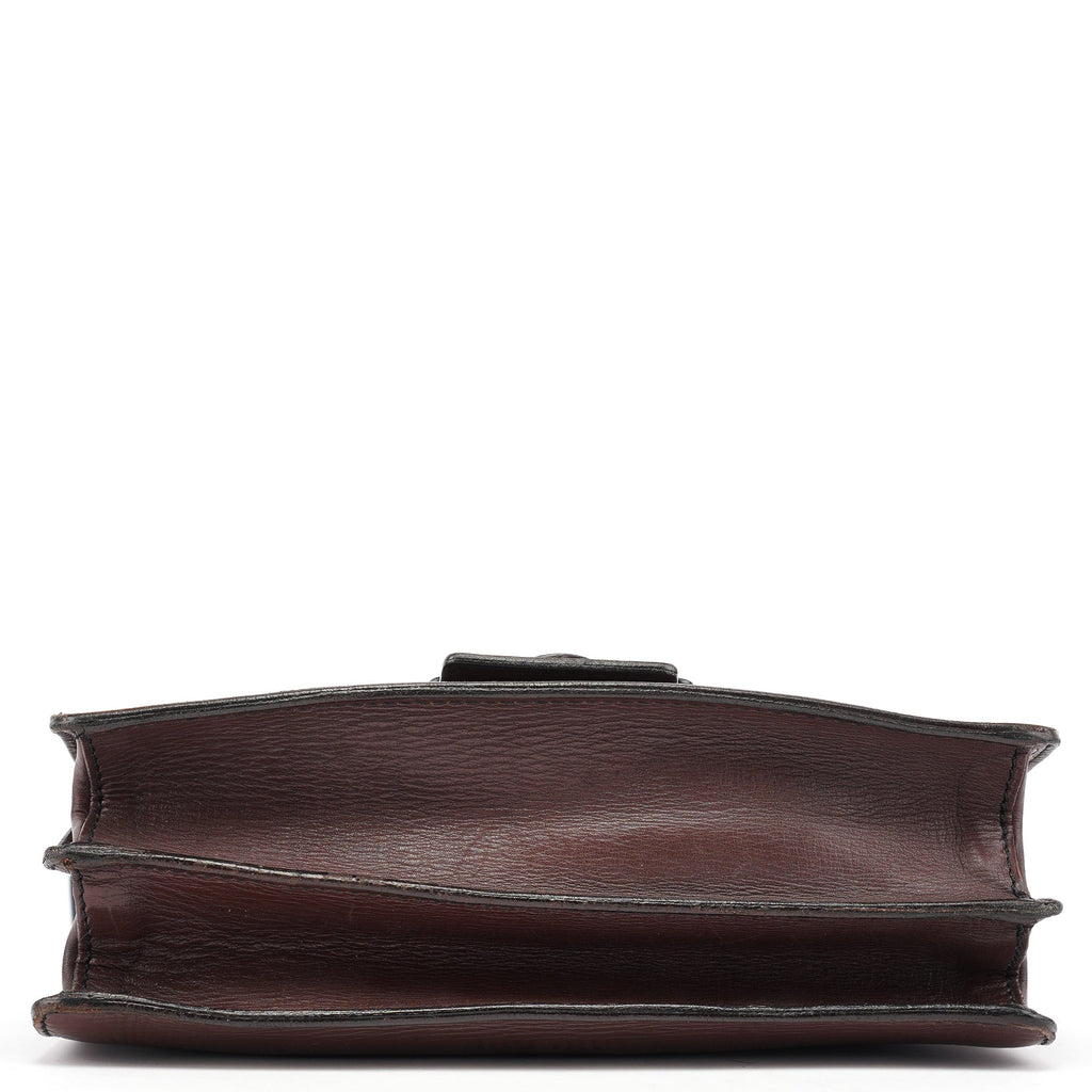 Brown Textured Leather Buckle Shoulder Bag