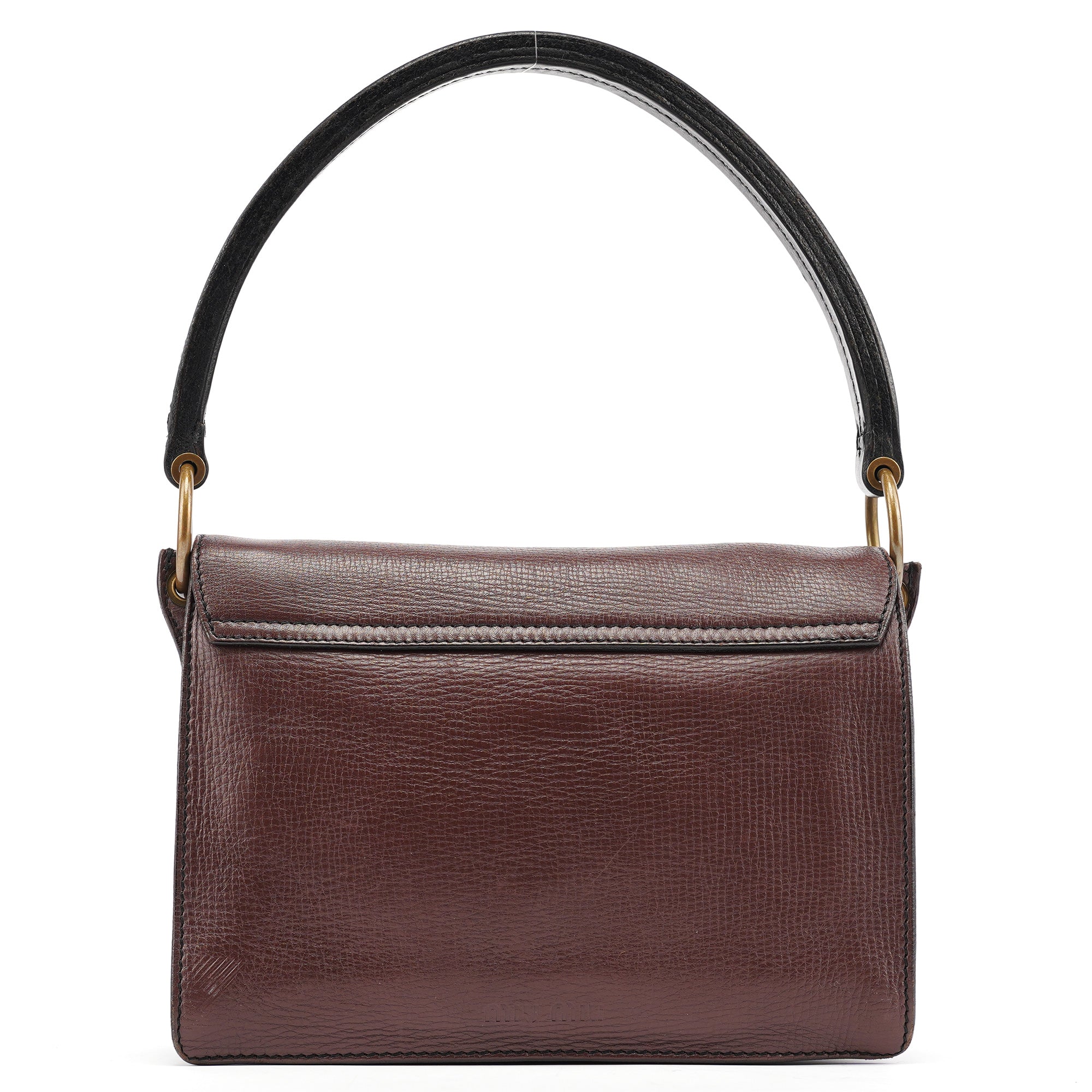 Brown Textured Leather Buckle Shoulder Bag
