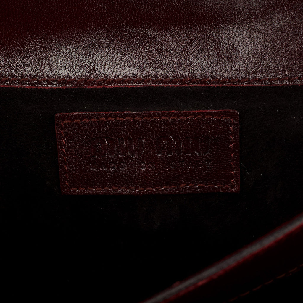 Burgundy Leather Push-Lock Tote Bag