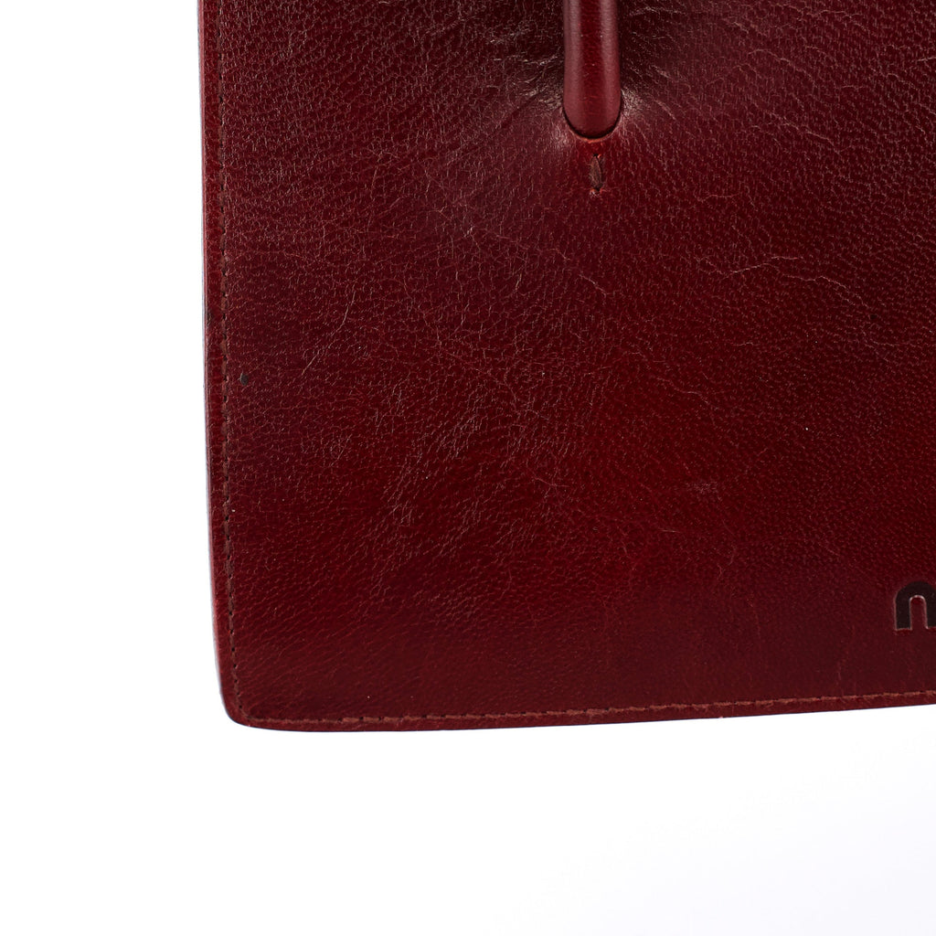 Burgundy Leather Push-Lock Tote Bag