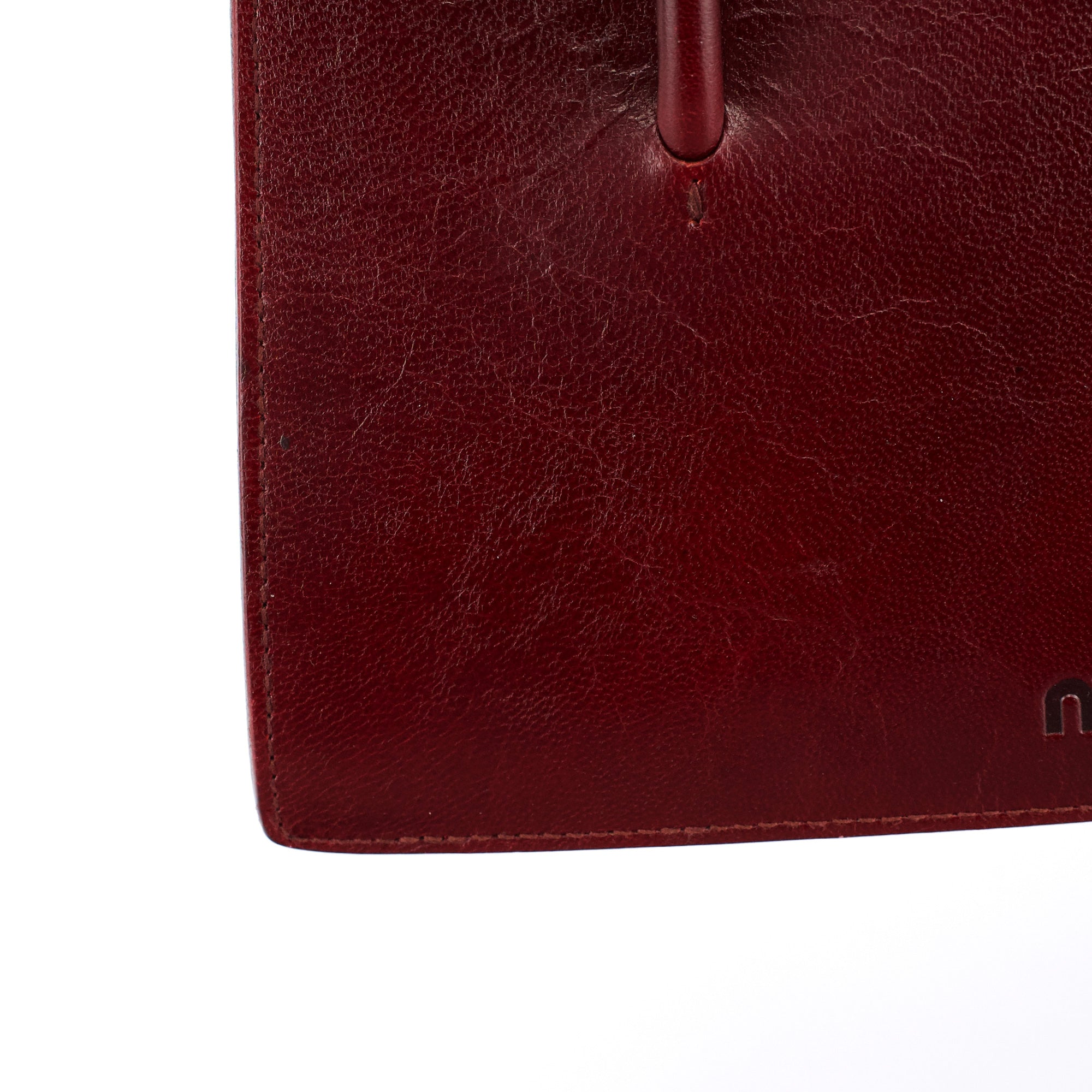 Burgundy Leather Push-Lock Tote Bag