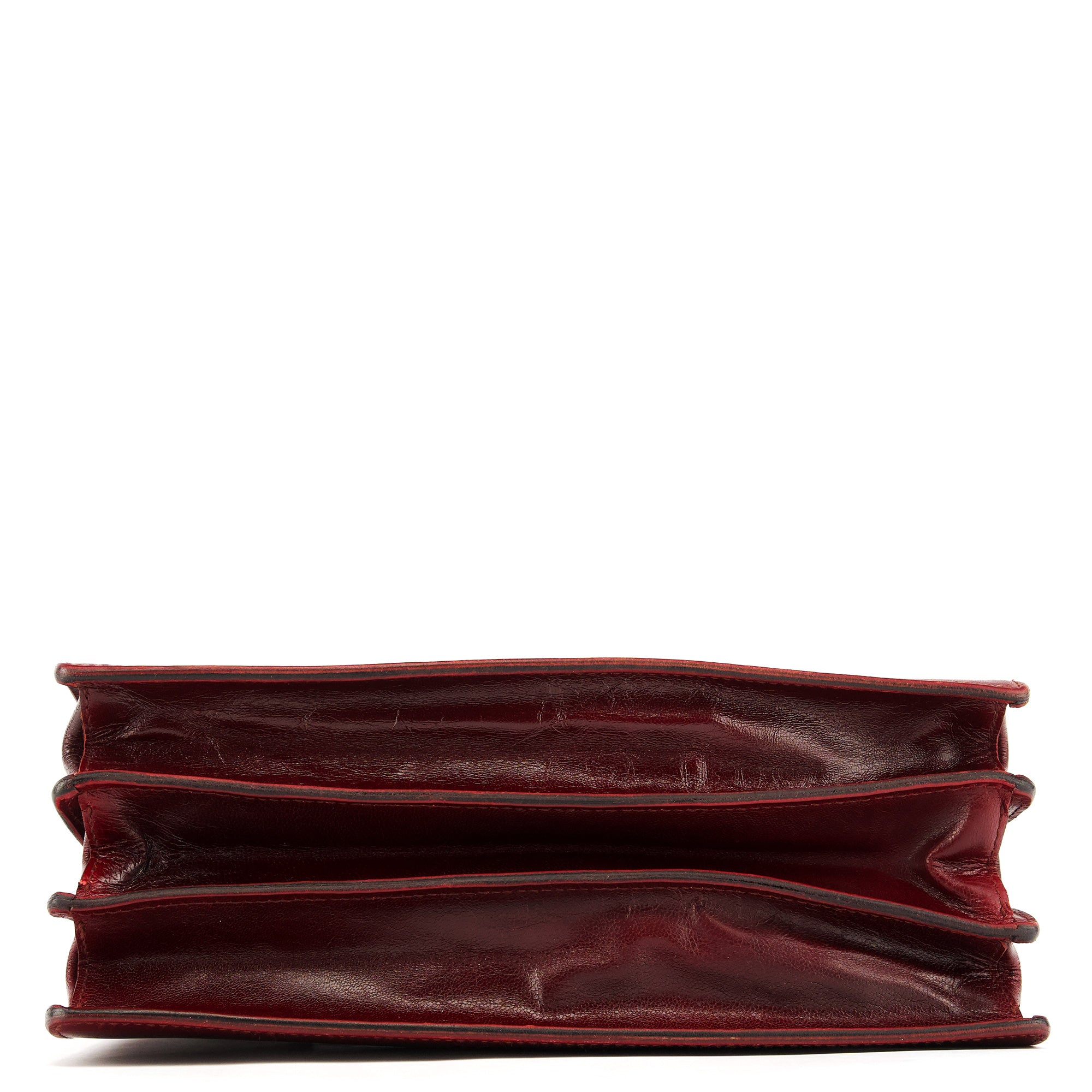 Burgundy Leather Push-Lock Tote Bag