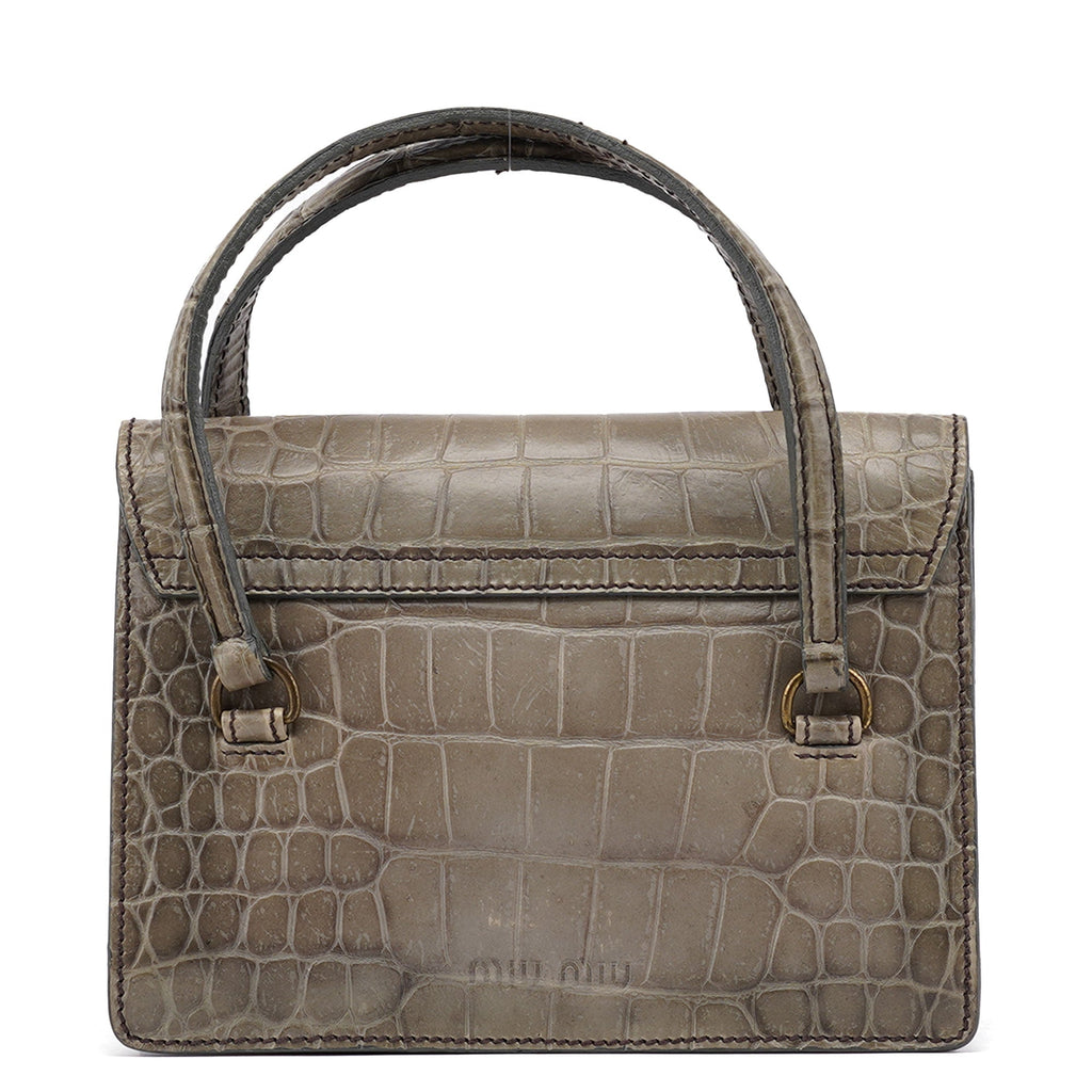 Grey Croc Embossed Tote Bag