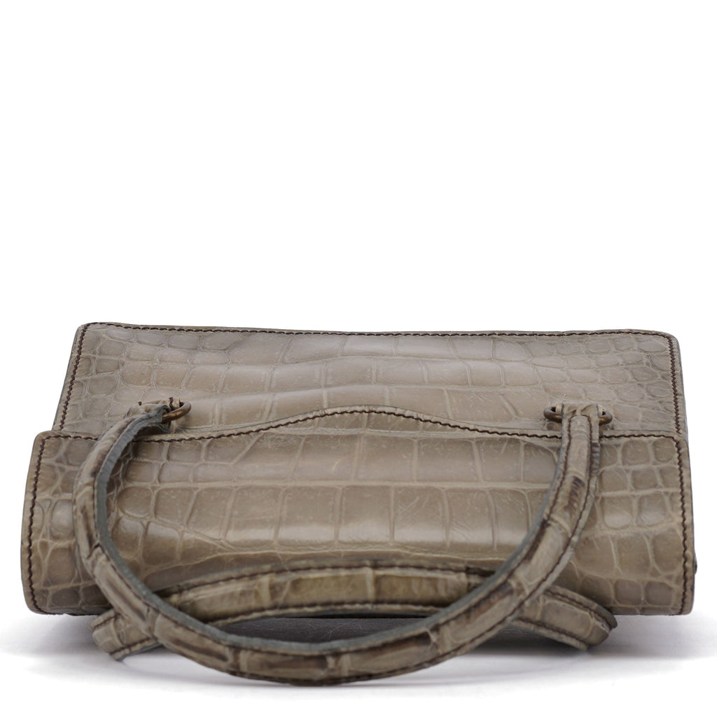 Grey Croc Embossed Tote Bag