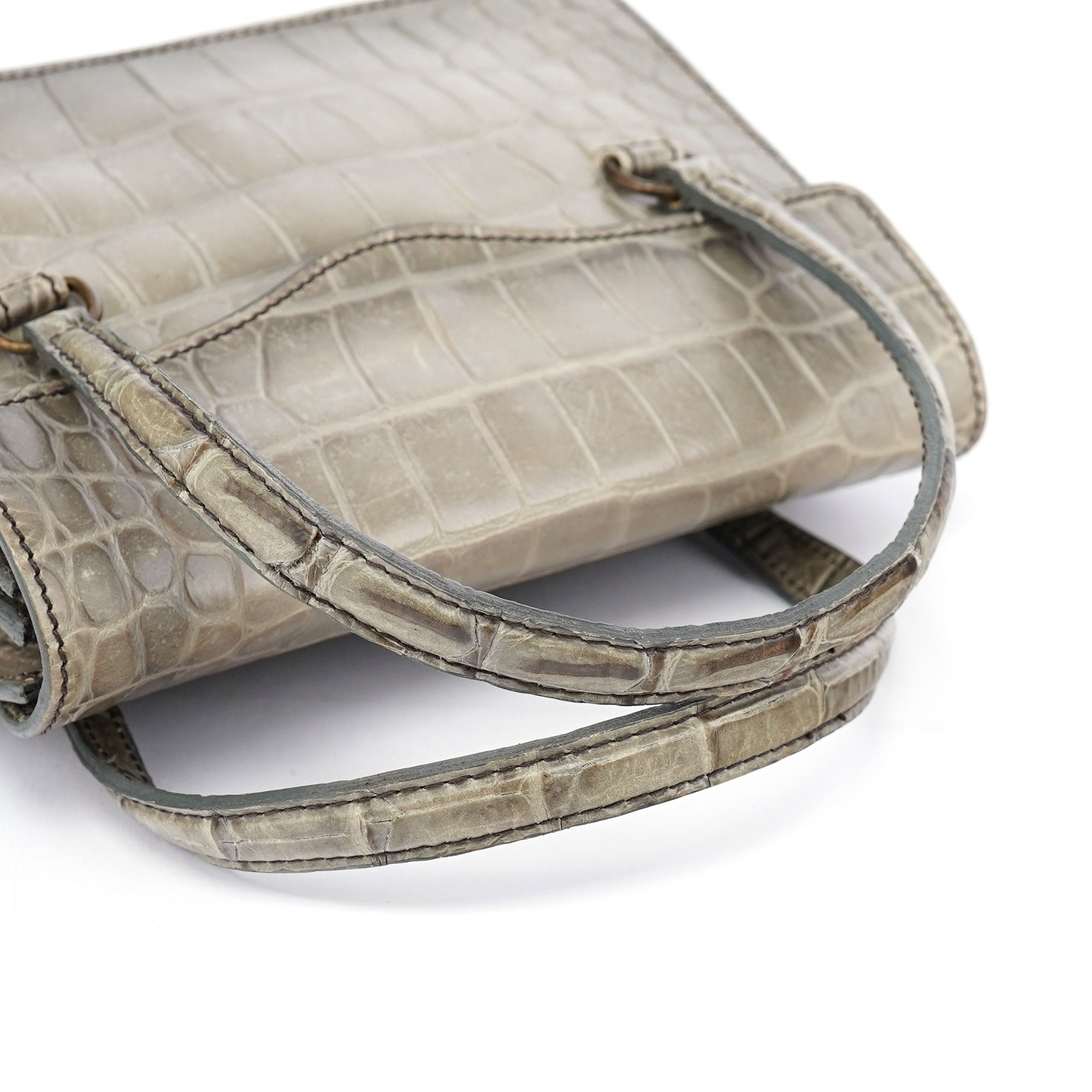 Grey Croc Embossed Tote Bag