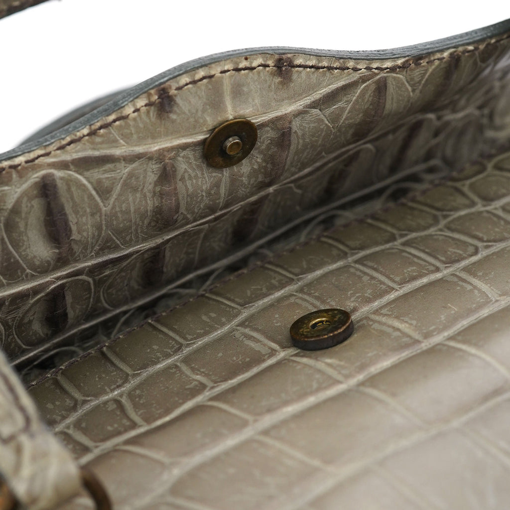 Grey Croc Embossed Tote Bag