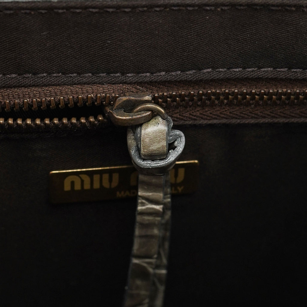 Grey Croc Embossed Tote Bag