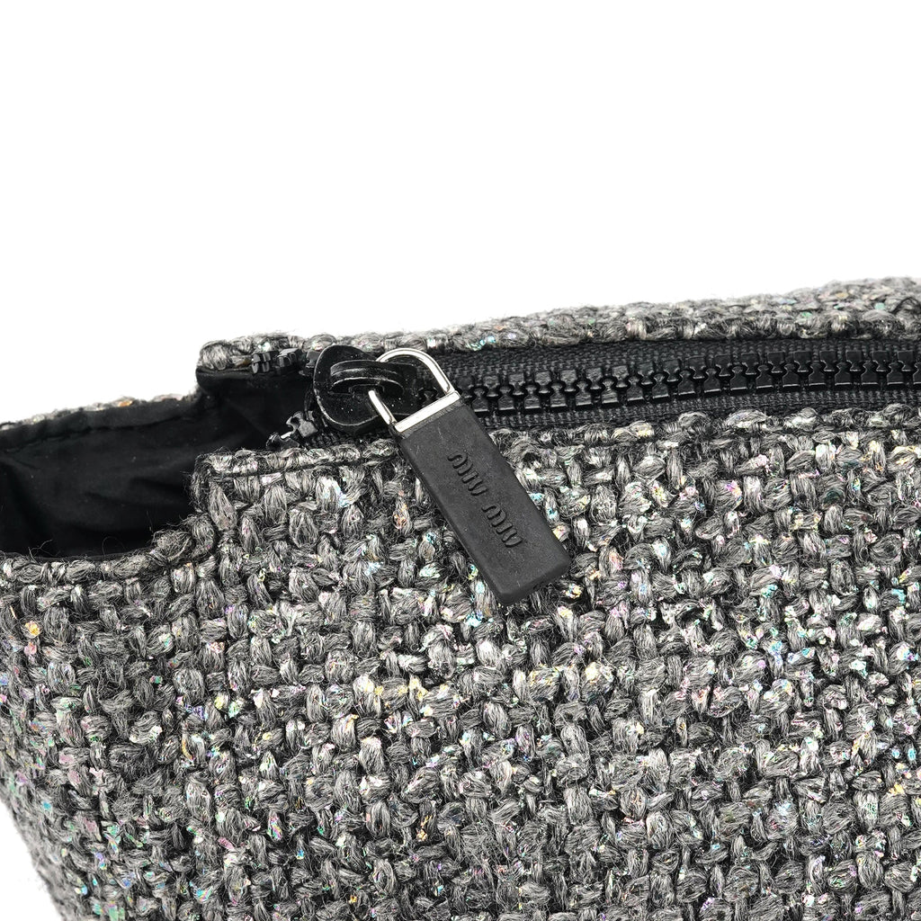 Grey Holographic Tweed Tote Bag