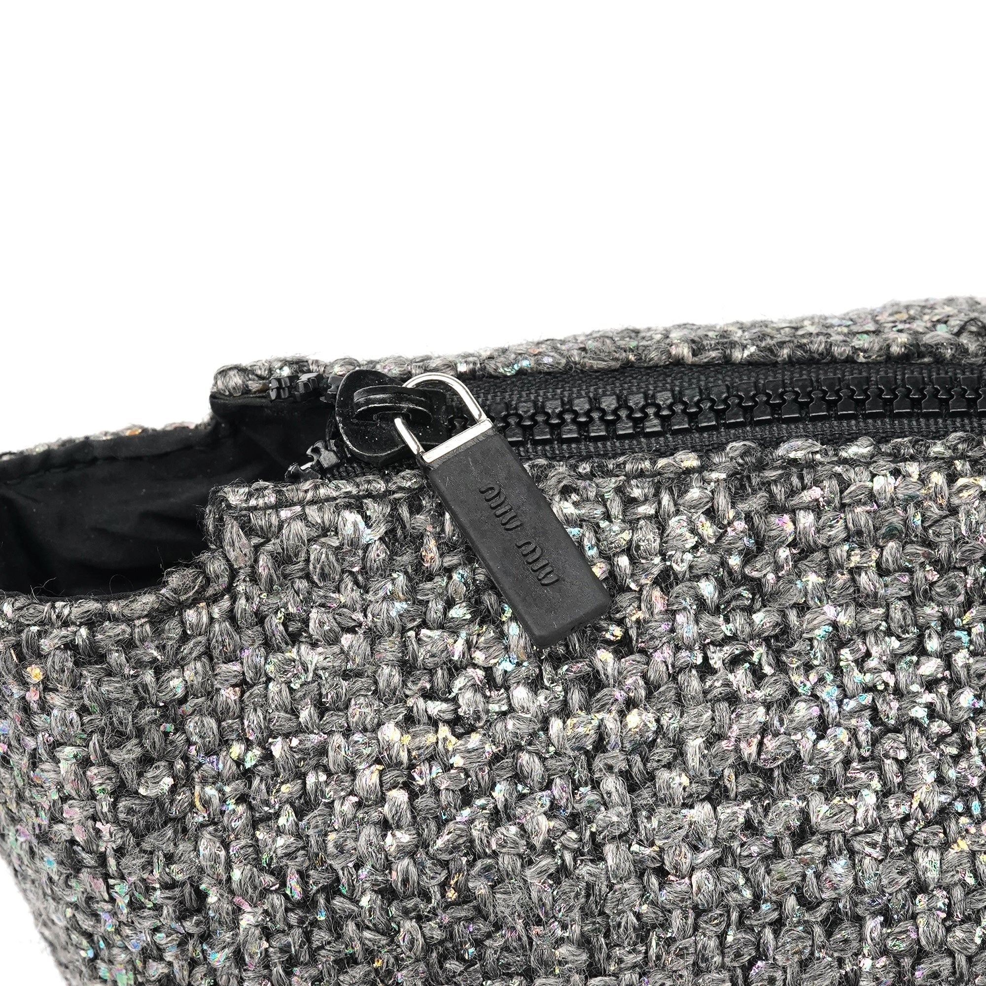 Grey Holographic Tweed Tote Bag