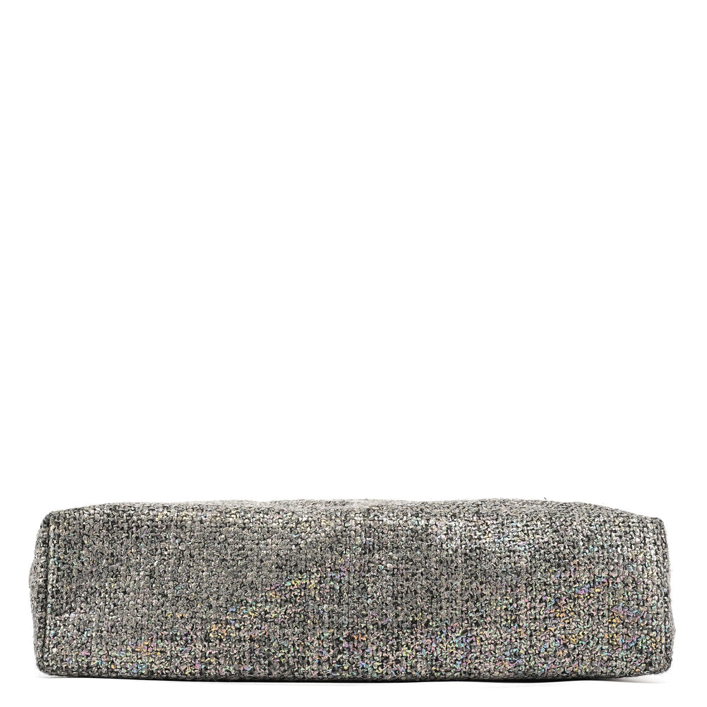 Grey Holographic Tweed Tote Bag