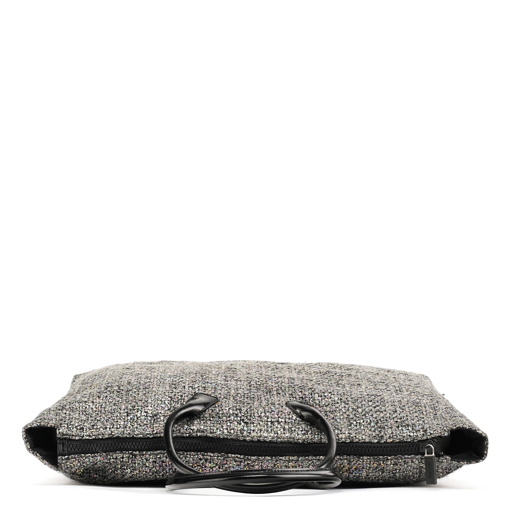Grey Holographic Tweed Tote Bag