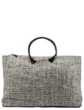 Grey Holographic Tweed Tote Bag
