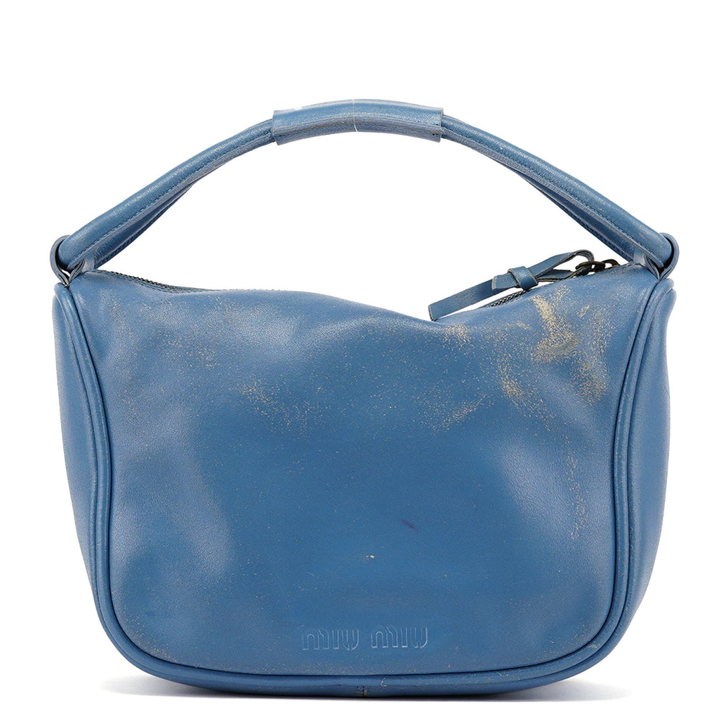 Light Blue Leahter Pocket Handbag