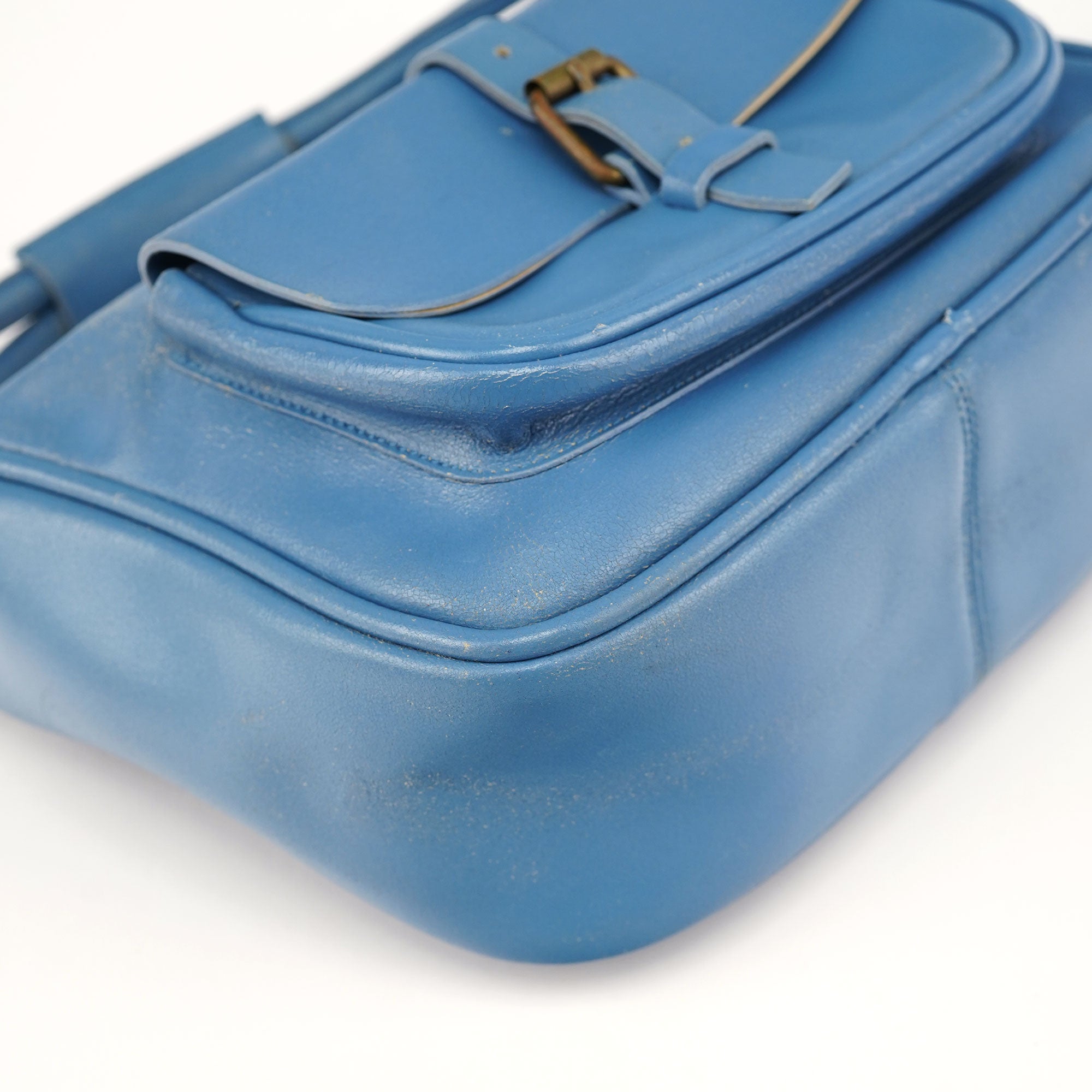 Light Blue Leahter Pocket Handbag
