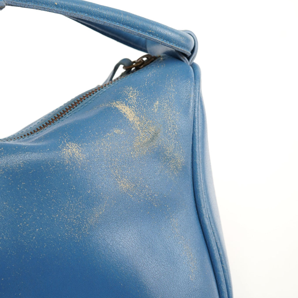 Light Blue Leahter Pocket Handbag