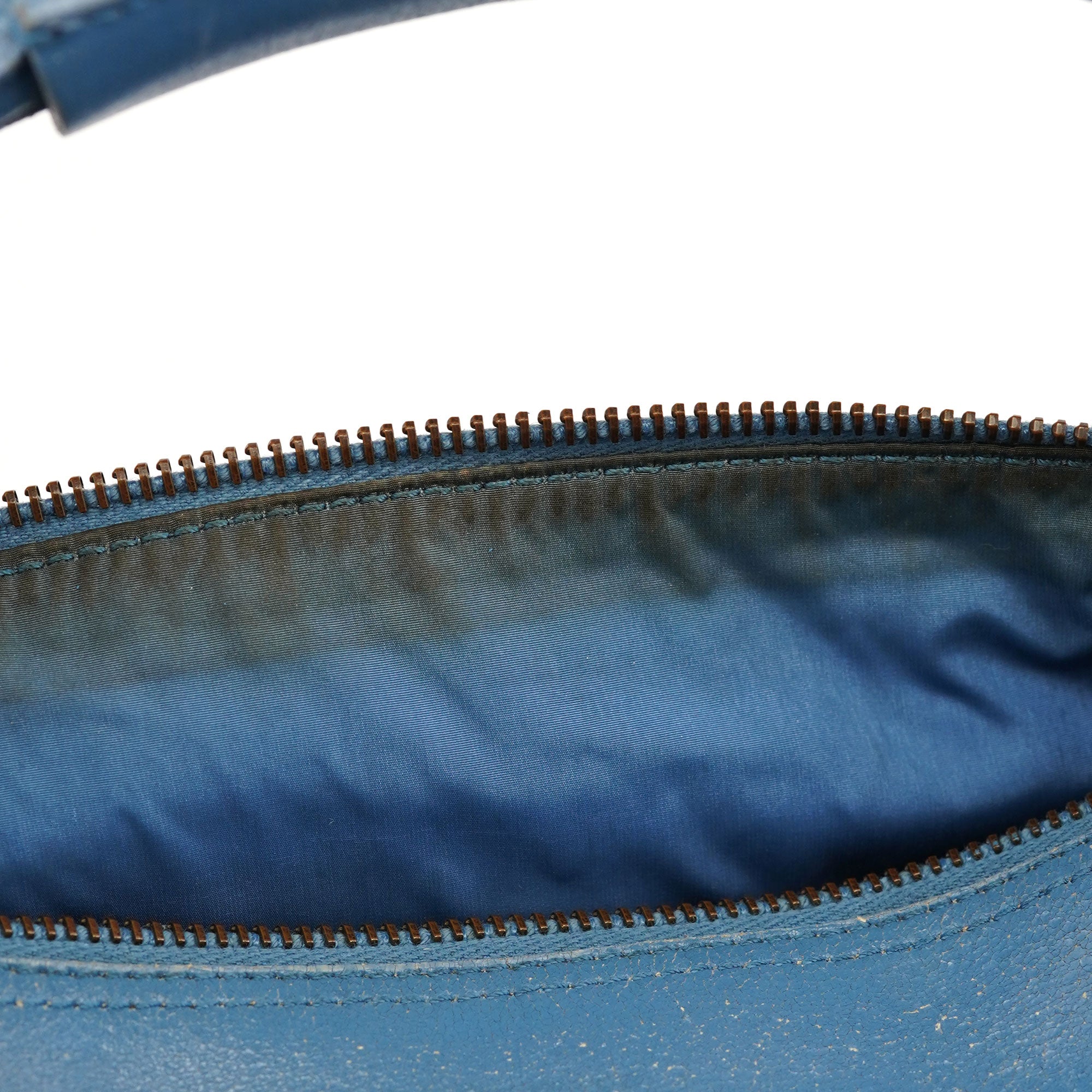 Light Blue Leahter Pocket Handbag