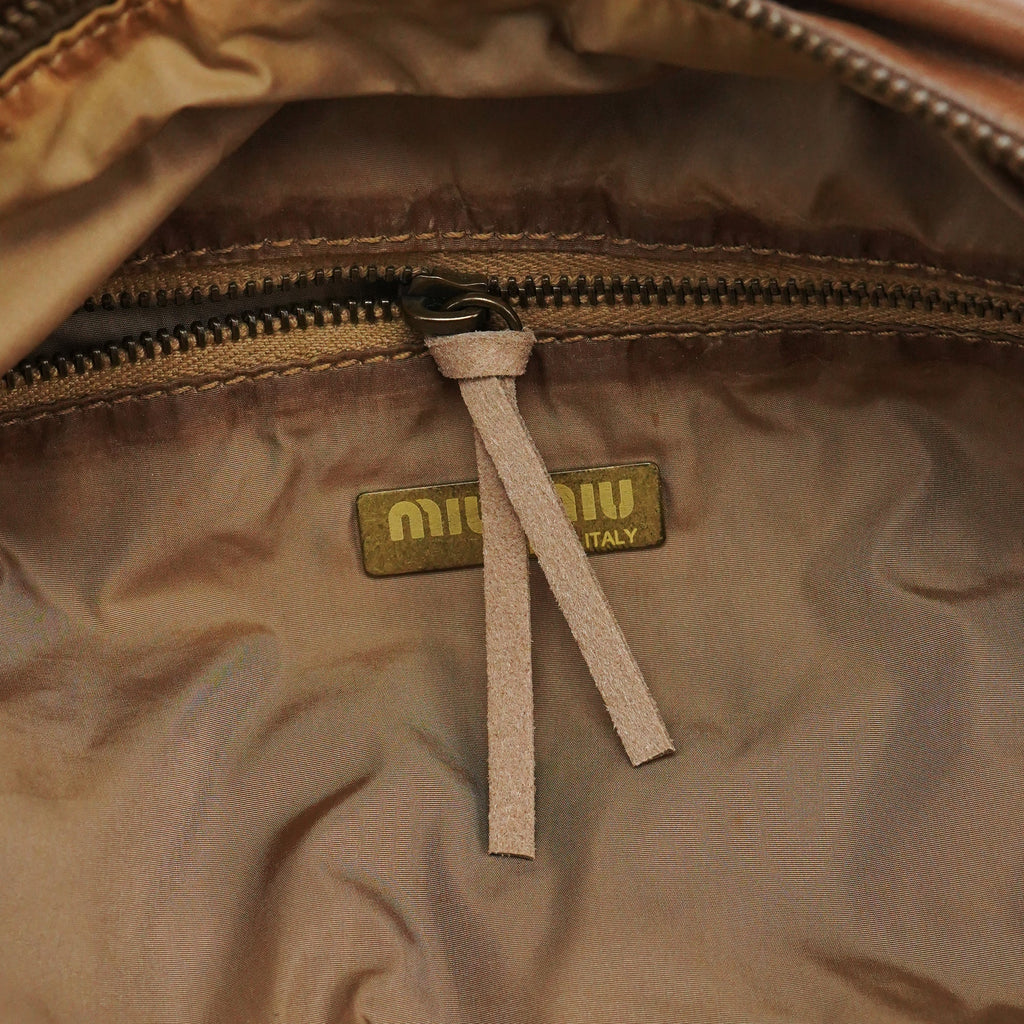 Light Brown Calfskin Leather Bowling Bag