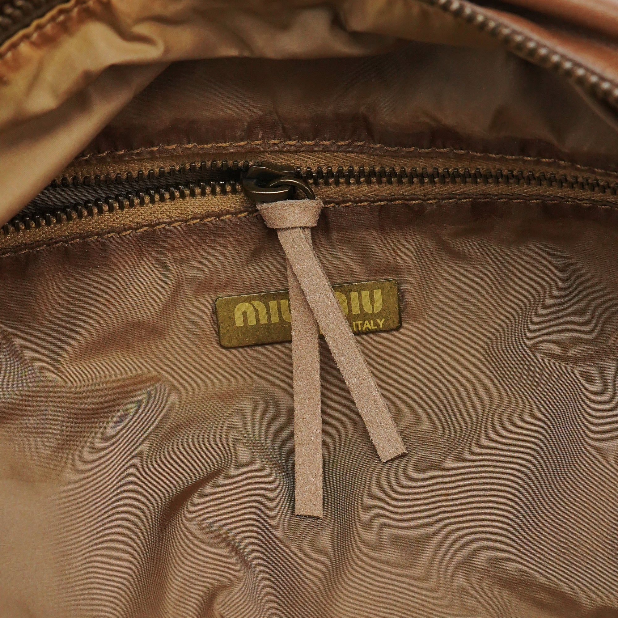 Light Brown Calfskin Leather Bowling Bag