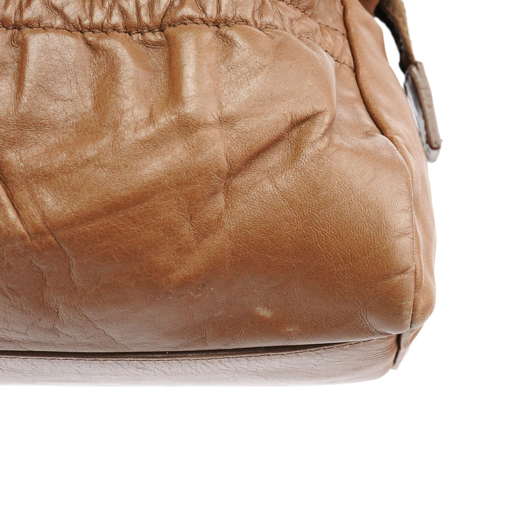 Light Brown Calfskin Leather Bowling Bag