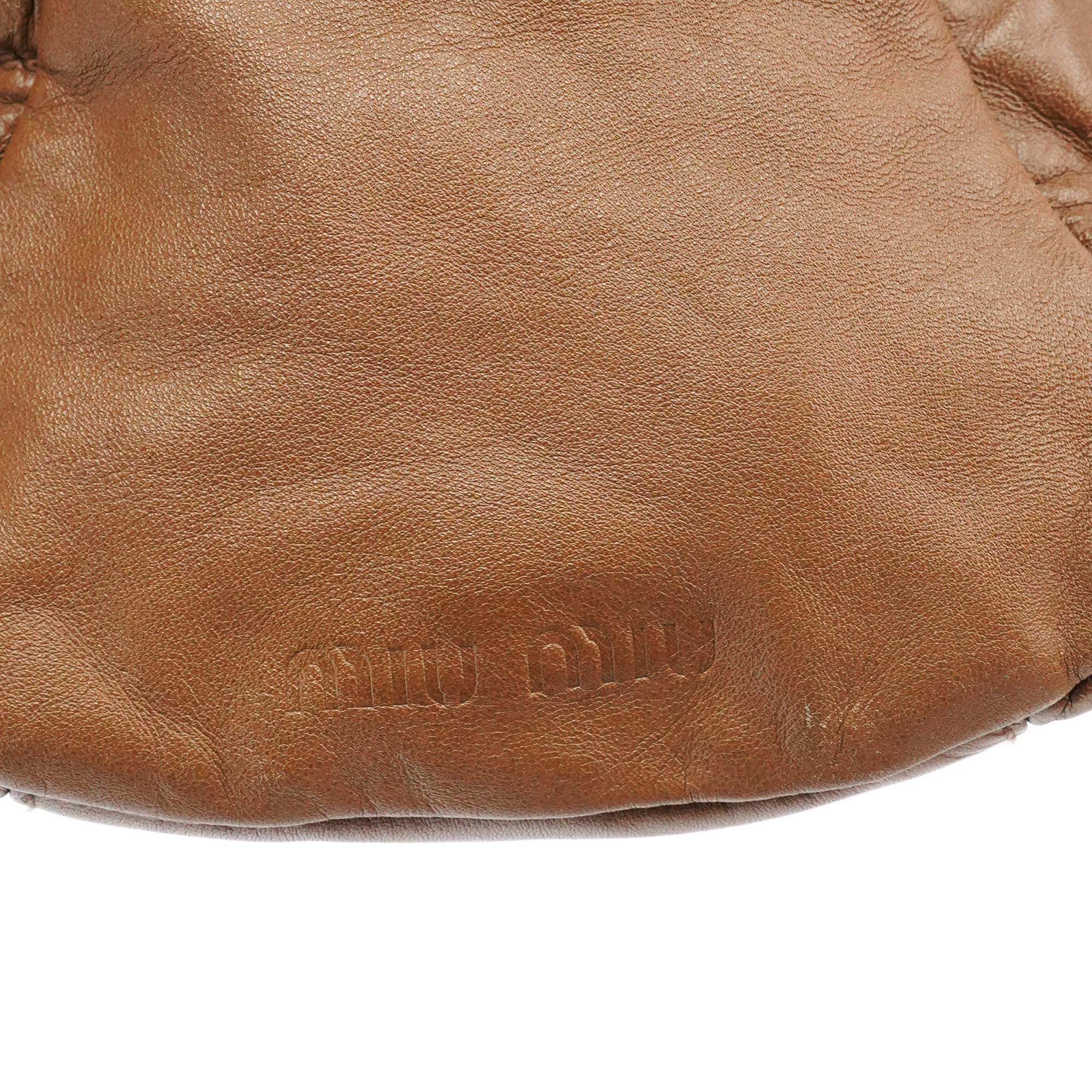 Light Brown Calfskin Leather Bowling Bag