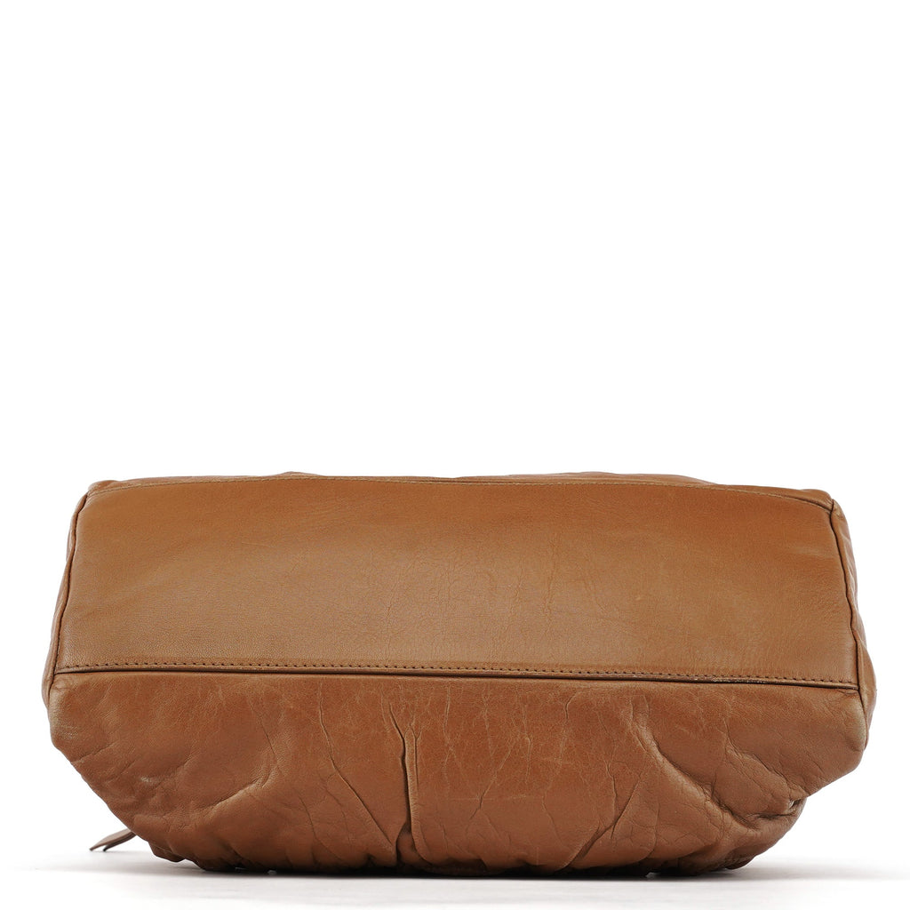 Light Brown Calfskin Leather Bowling Bag
