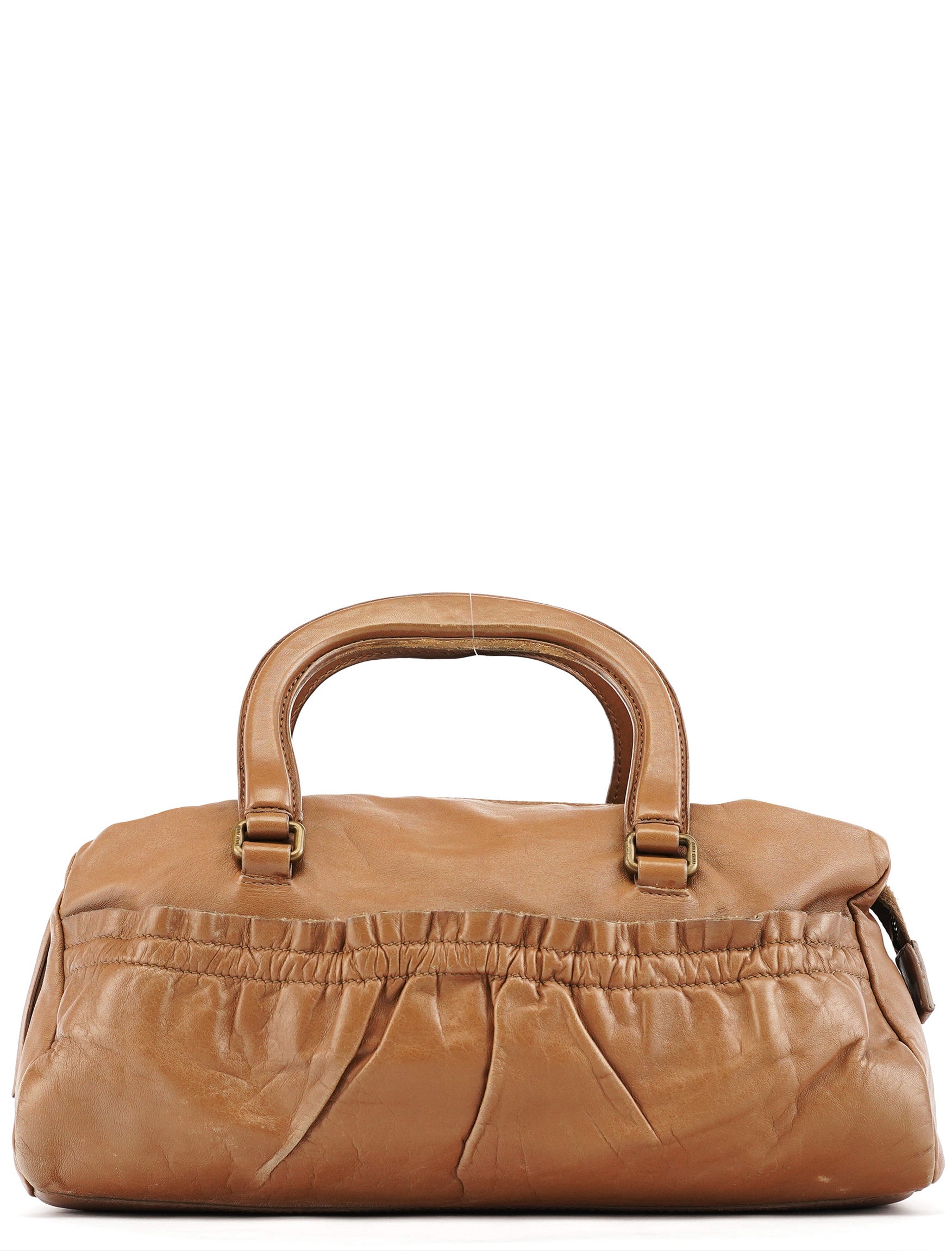 Light Brown Calfskin Leather Bowling Bag