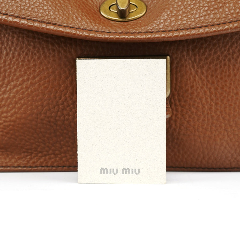 Light Brown Leather Turnlock Shoulder Bag