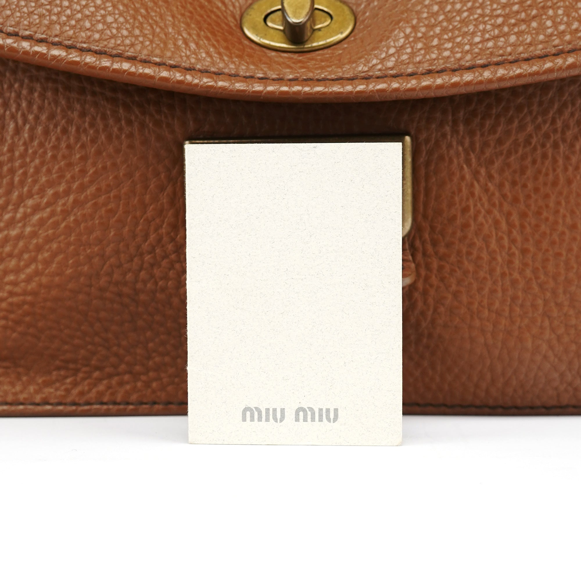 Light Brown Leather Turnlock Shoulder Bag