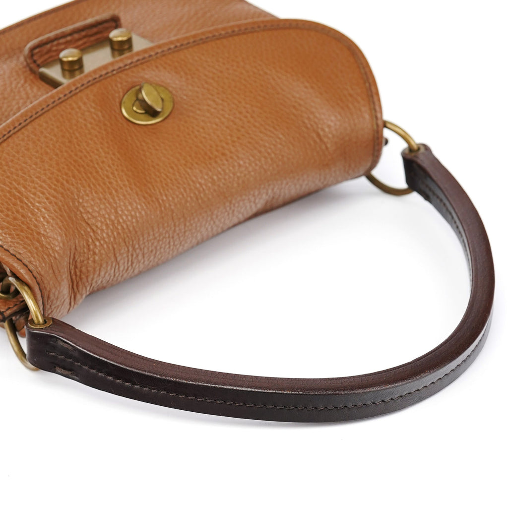 Light Brown Leather Turnlock Shoulder Bag