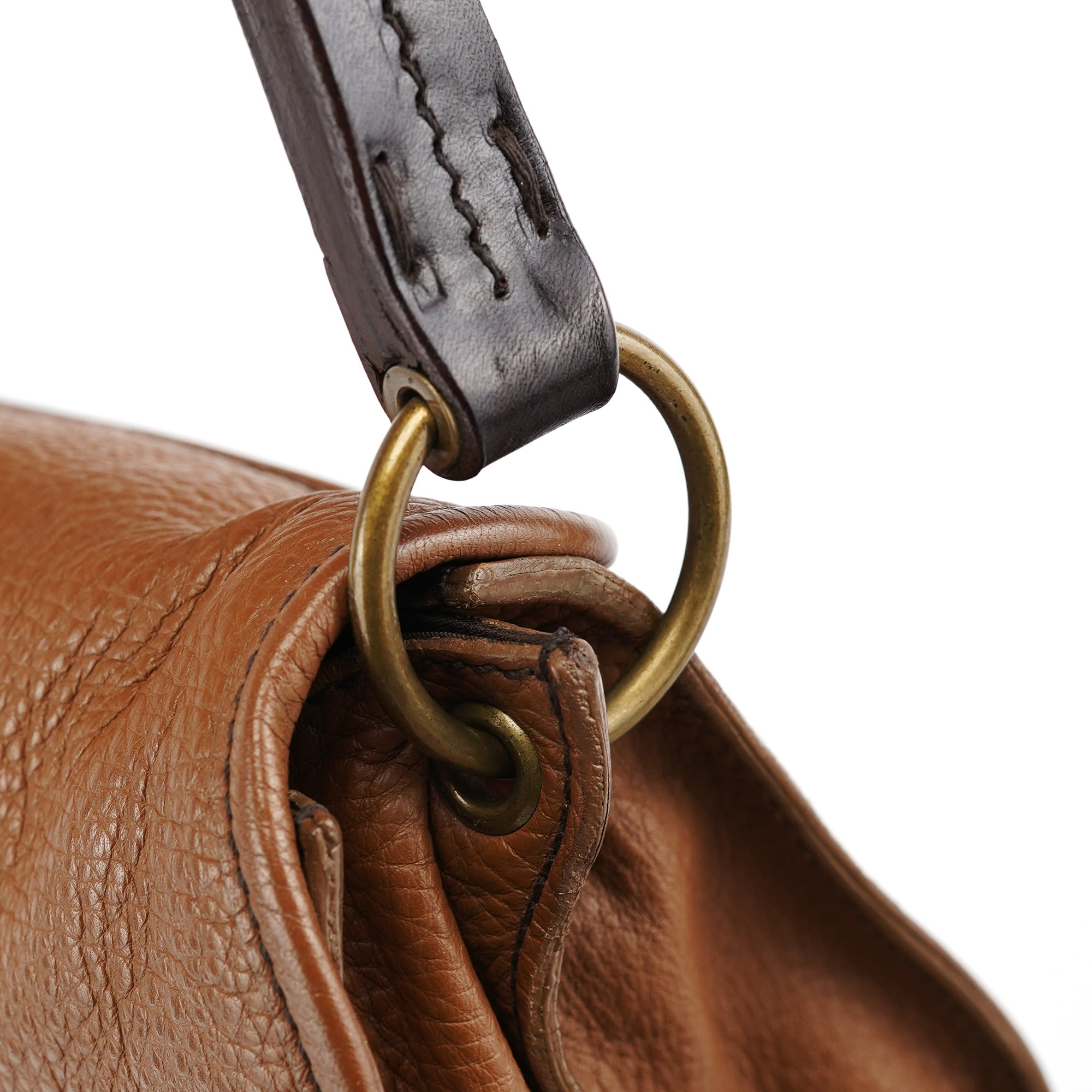 Light Brown Leather Turnlock Shoulder Bag