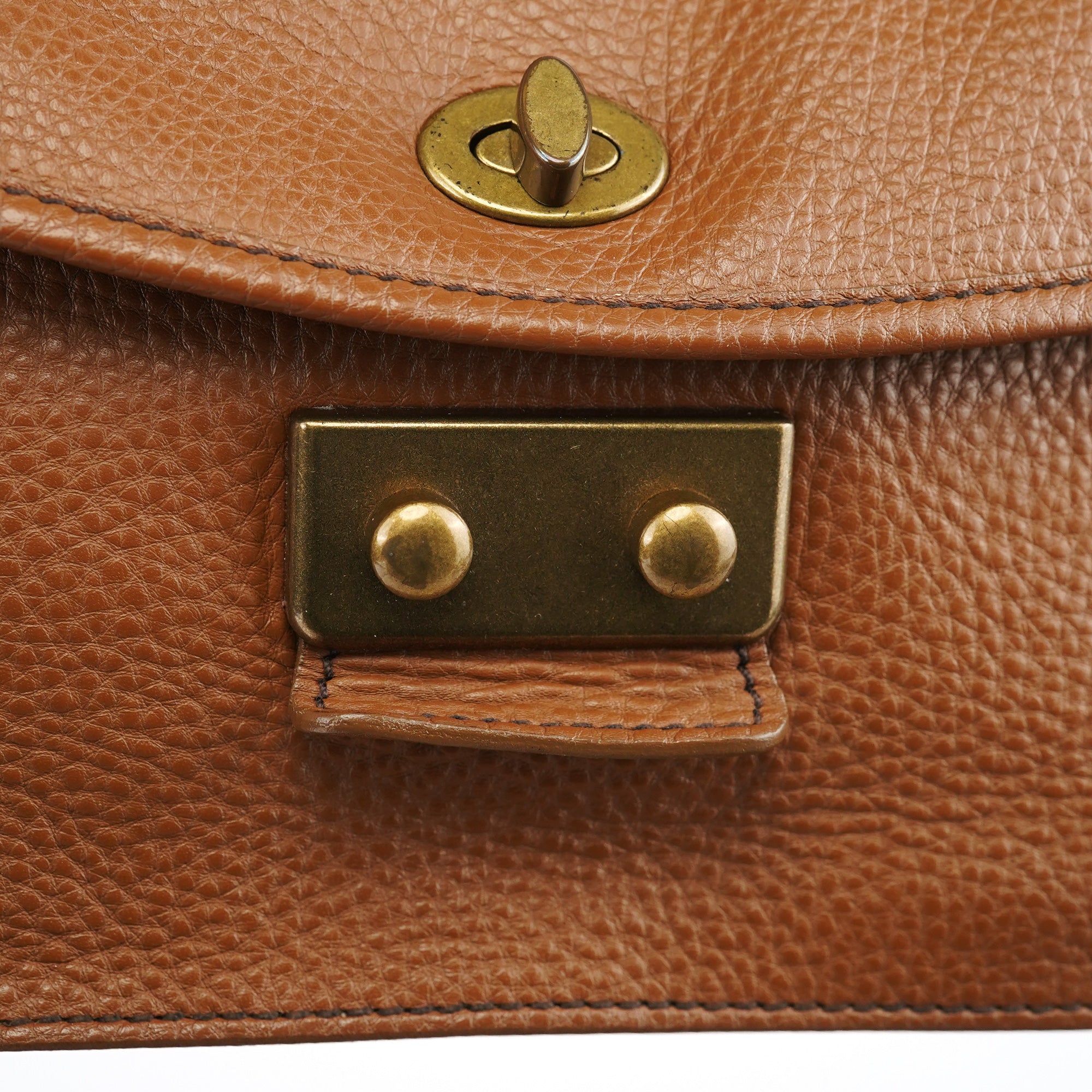 Light Brown Leather Turnlock Shoulder Bag