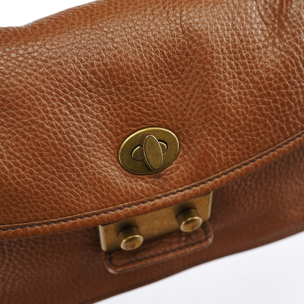 Light Brown Leather Turnlock Shoulder Bag