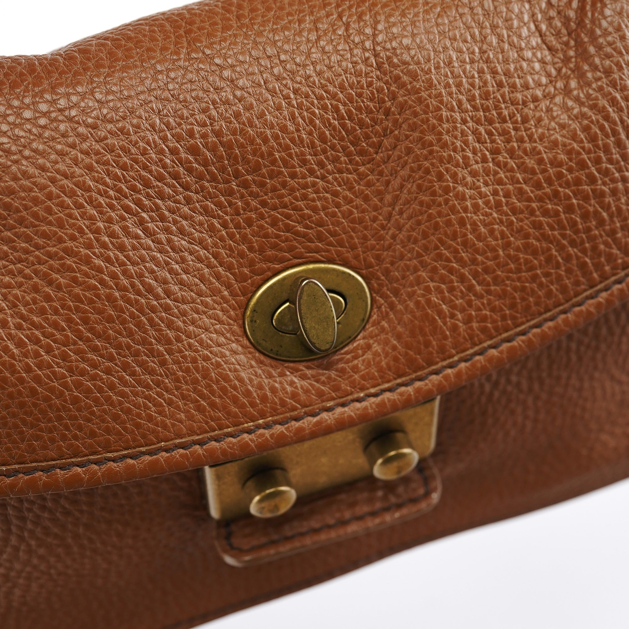 Light Brown Leather Turnlock Shoulder Bag