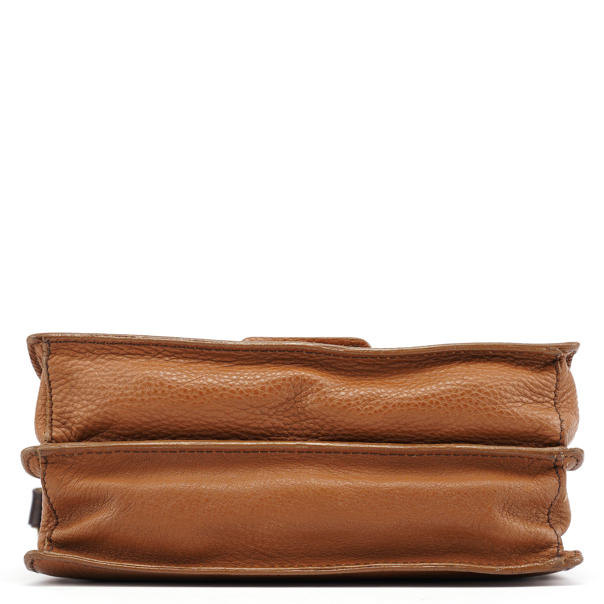 Light Brown Leather Turnlock Shoulder Bag
