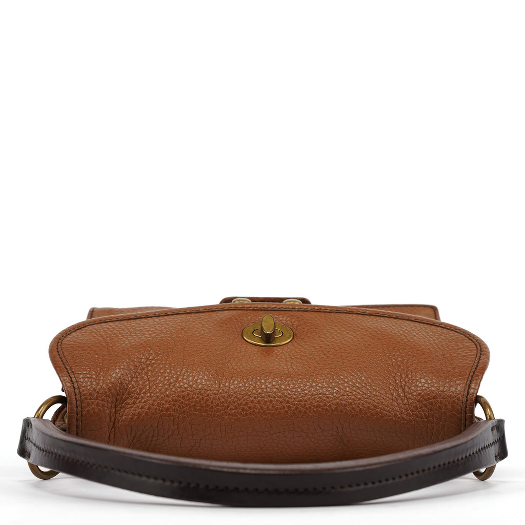 Light Brown Leather Turnlock Shoulder Bag