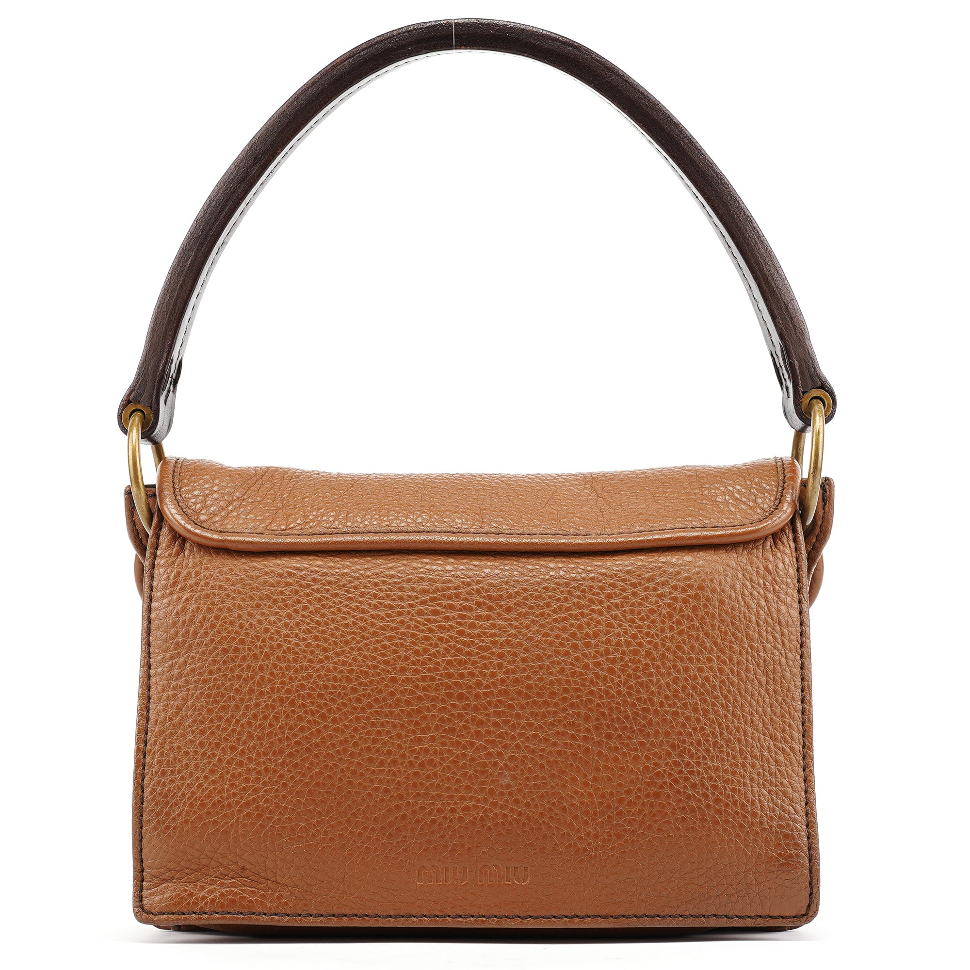 Light Brown Leather Turnlock Shoulder Bag