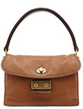 Light Brown Leather Turnlock Shoulder Bag
