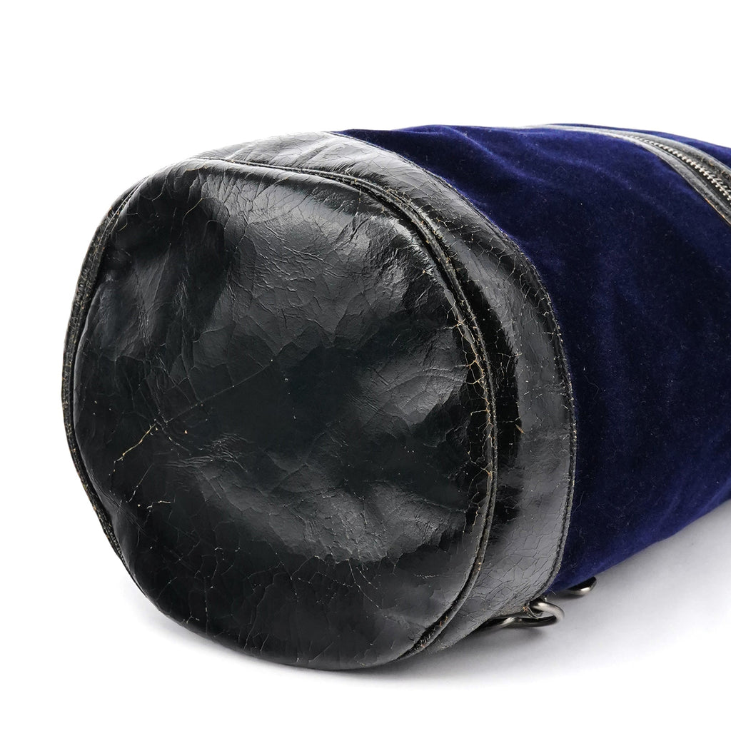Navy Velvet Crackled Leather Duffle Backpack