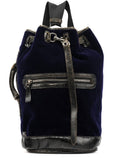 Navy Velvet Crackled Leather Duffle Backpack