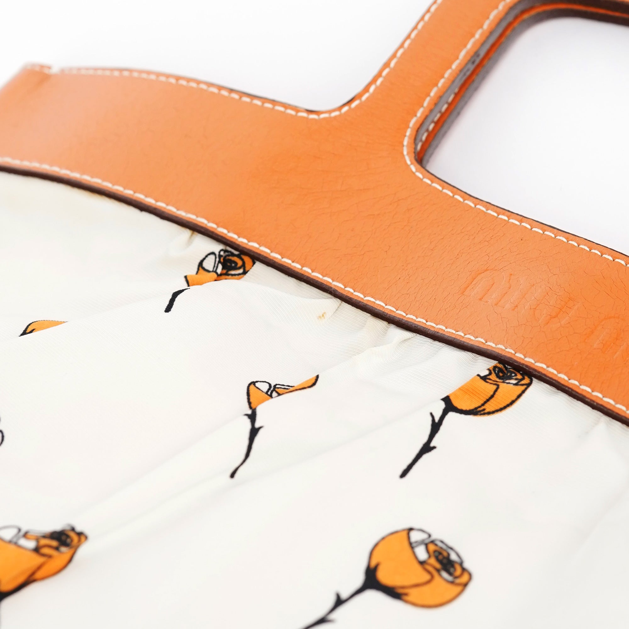 Nylon Floral Print Top Handle Clutch Bag