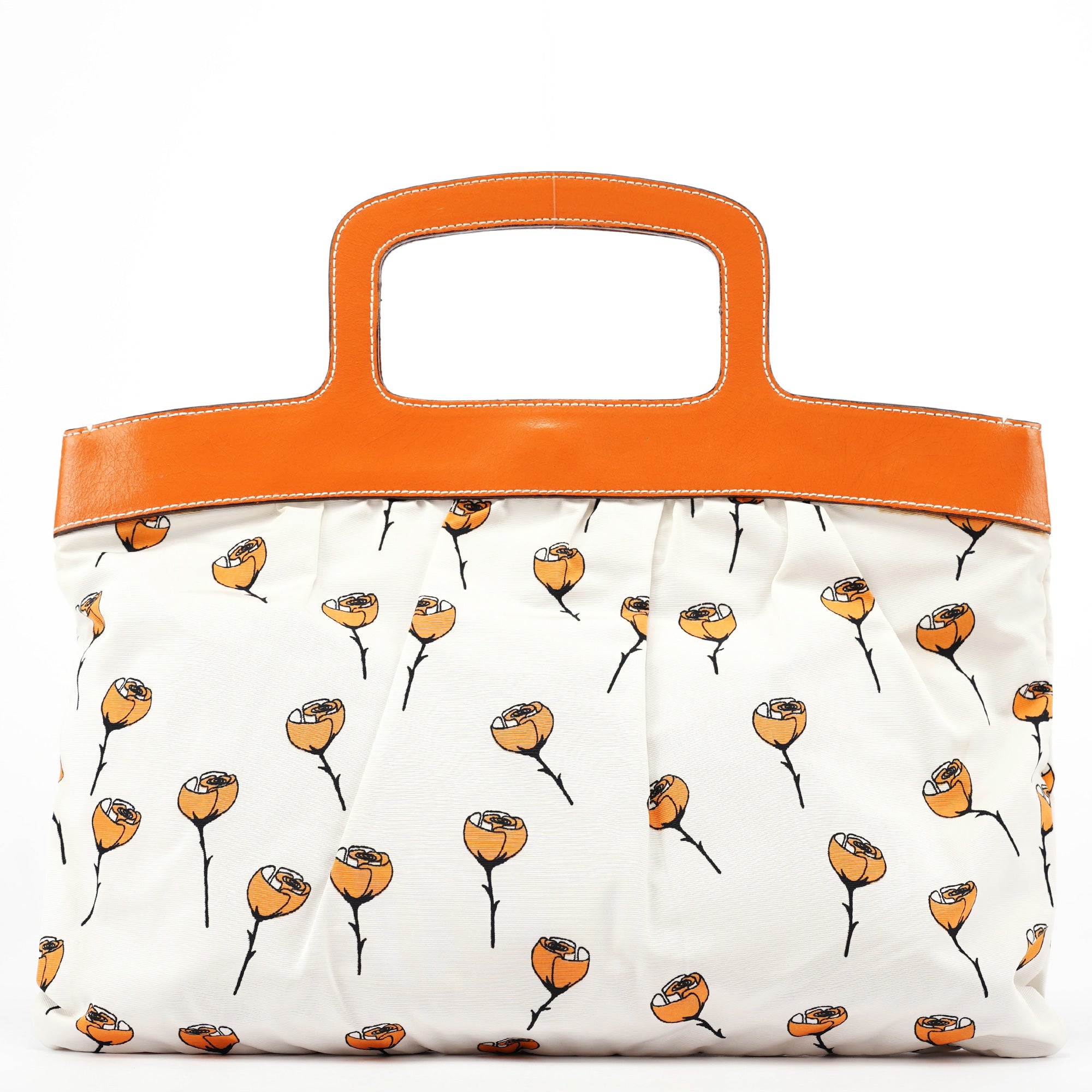 Nylon Floral Print Top Handle Clutch Bag