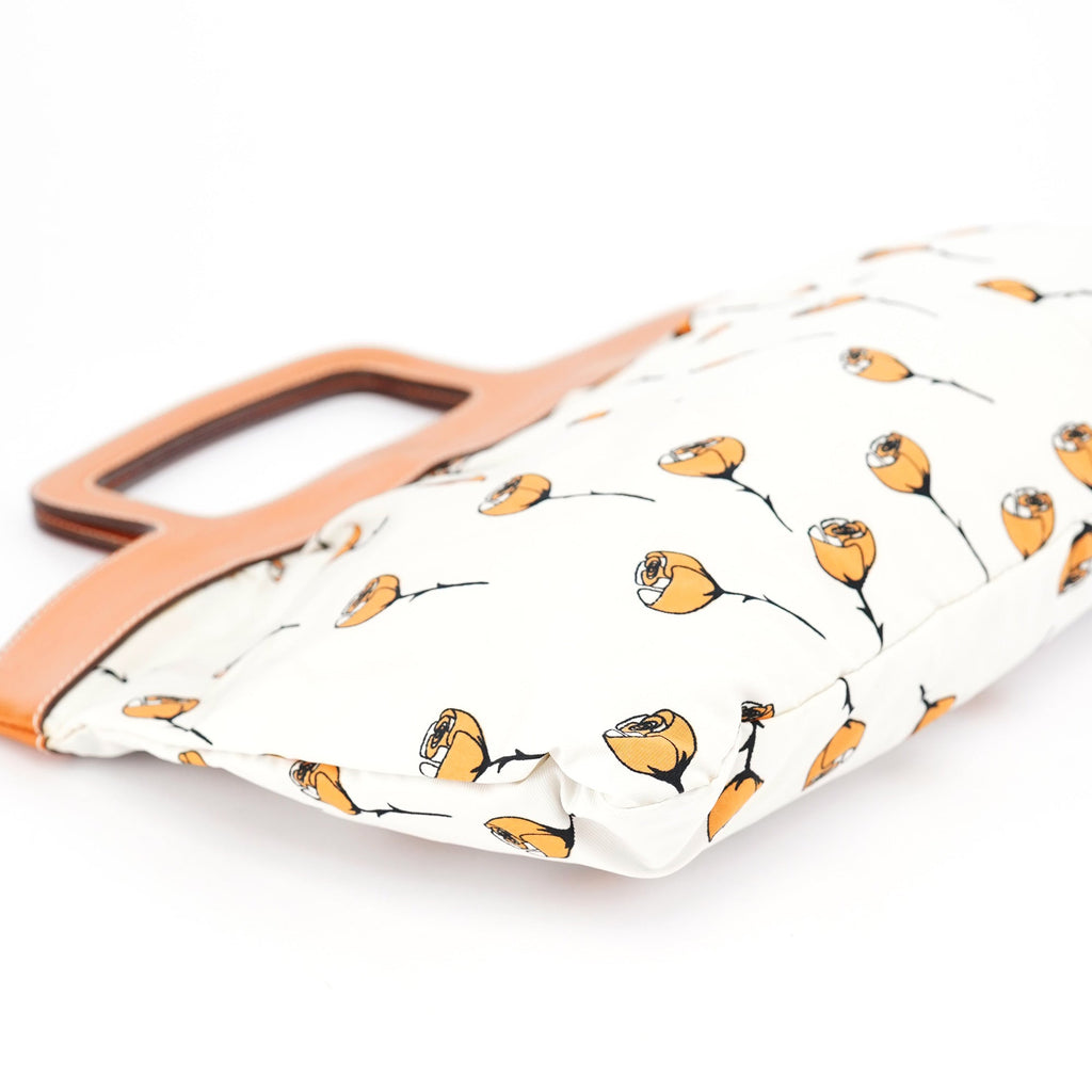 Nylon Floral Print Top Handle Clutch Bag