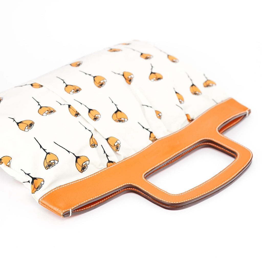 Nylon Floral Print Top Handle Clutch Bag