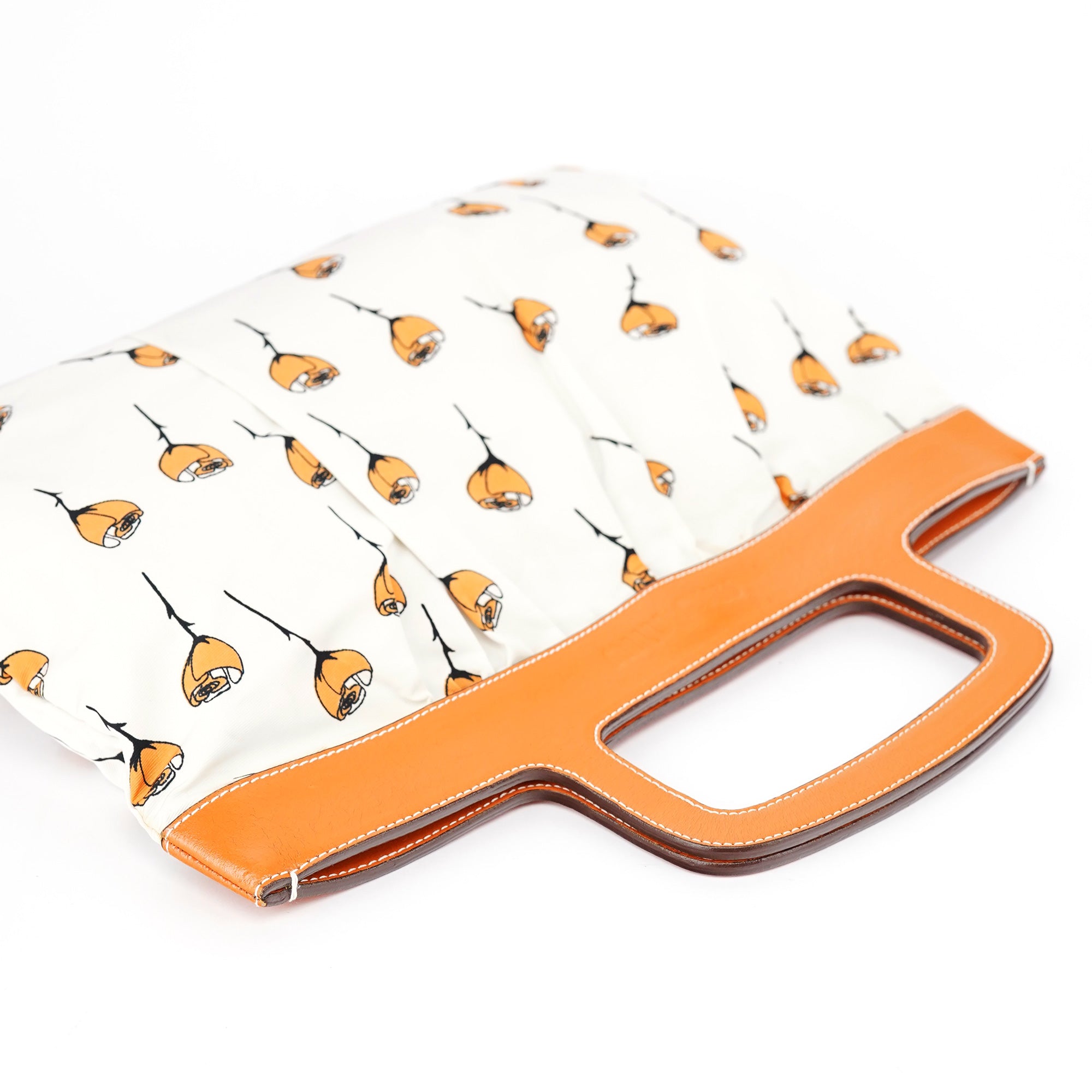 Nylon Floral Print Top Handle Clutch Bag