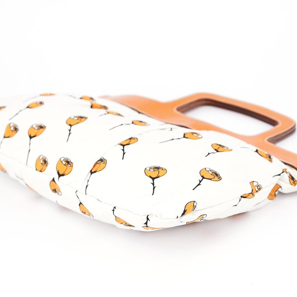 Nylon Floral Print Top Handle Clutch Bag