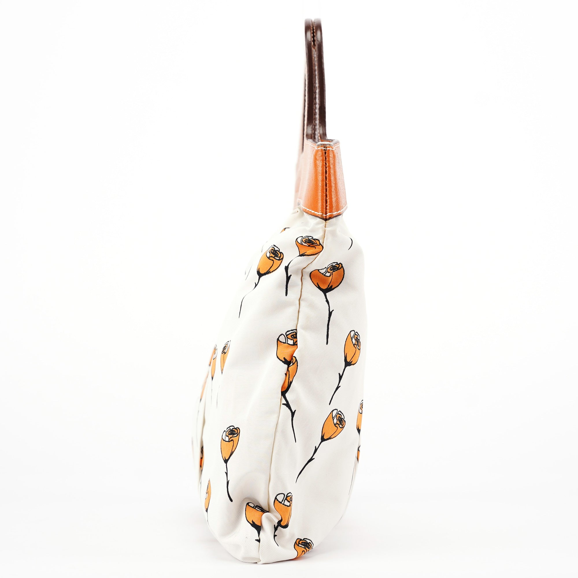 Nylon Floral Print Top Handle Clutch Bag