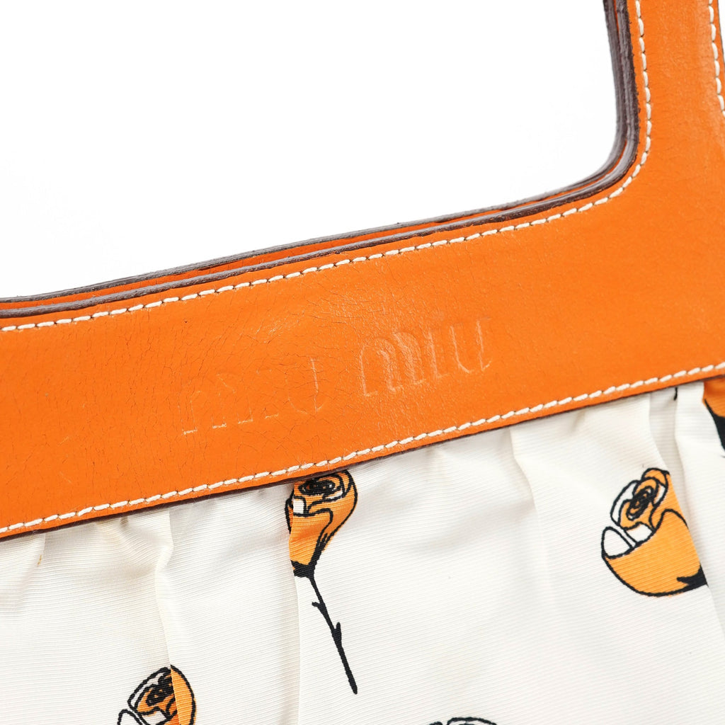 Nylon Floral Print Top Handle Clutch Bag